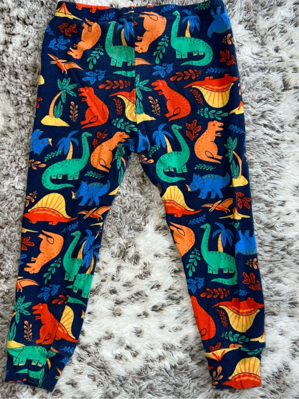 Tommy Bahama Kids Navy Pajama Set with Green, Orange, Yellow & Blue Dinosaurs 3T